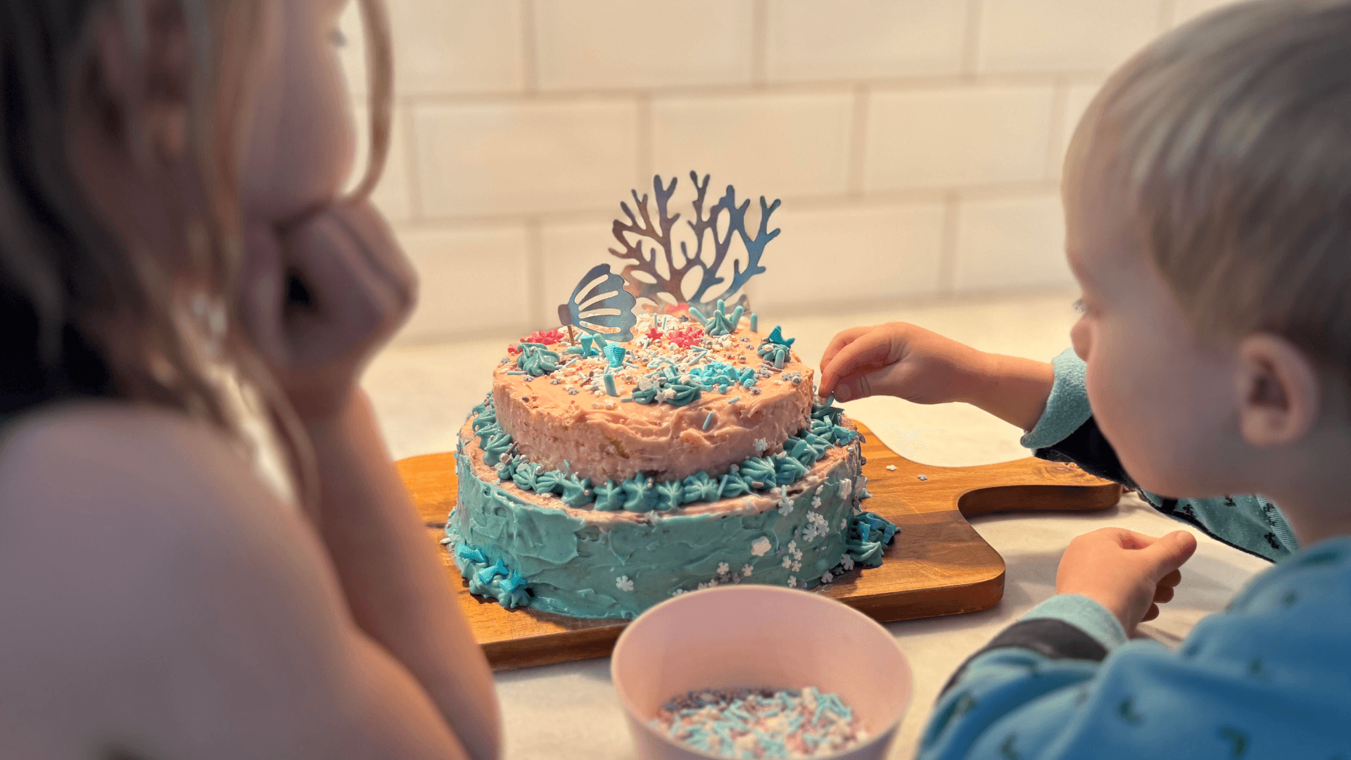 kids with cake
