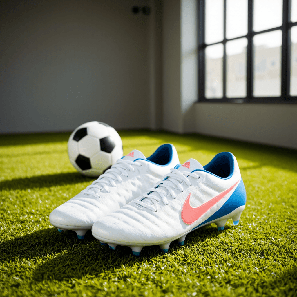 product photography of a pair of soccer cleats