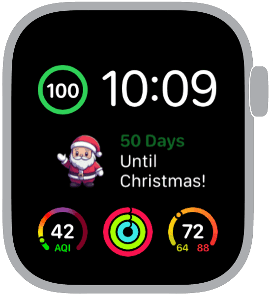 Christmas Widgets Apple Watch face with festive complications and date
