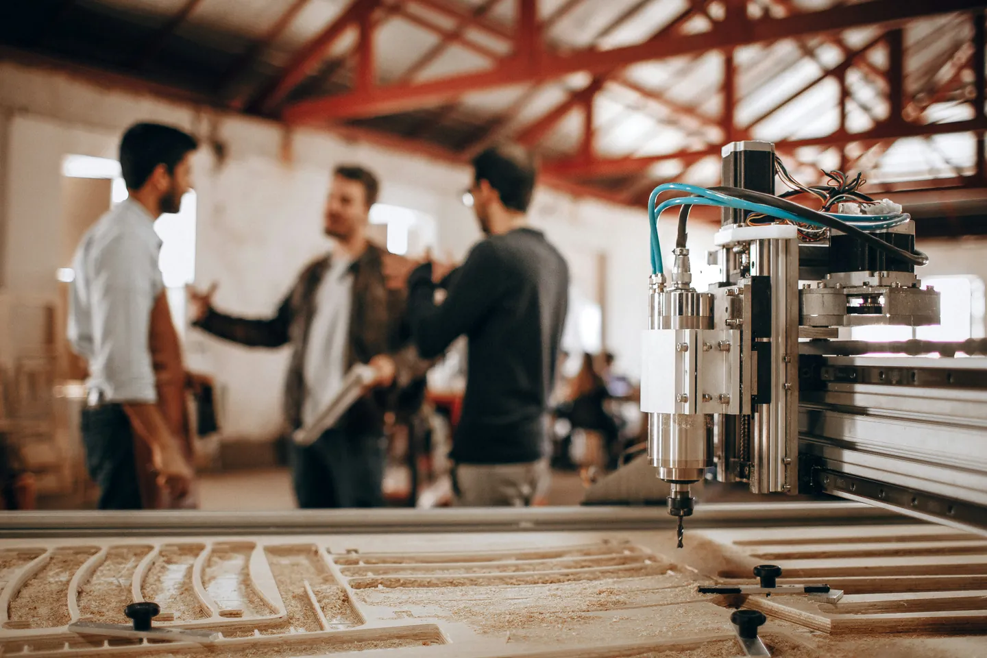 Factory skateboard production detail