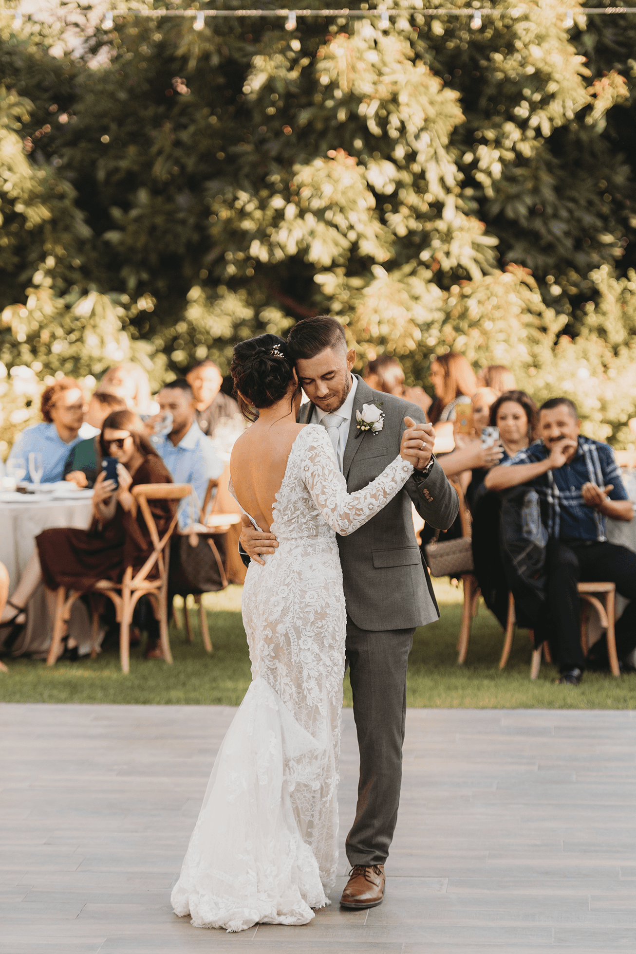 Bride and groom first dance at Gerry Ranch reception