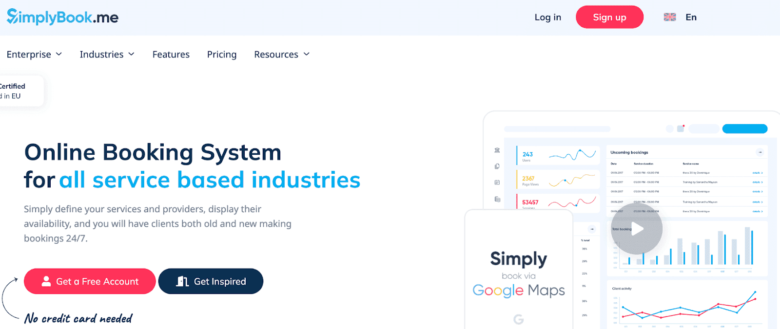 SimplyBook.me homepage