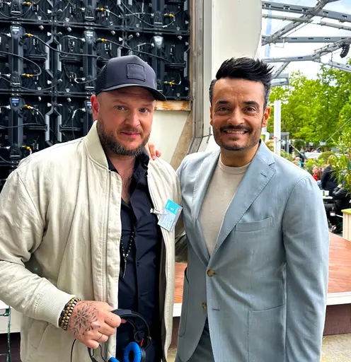 DJ Geib und Giovanni Zarrella nach ihrem Auftritt beim ZDF Fernsehgarten