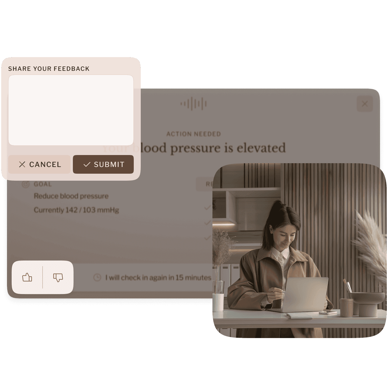 Annotated interface of a teleconsultation app highlighting flaws such as overly prominent search functions, confusing information hierarchy, and the redundancy of some tabs and features.