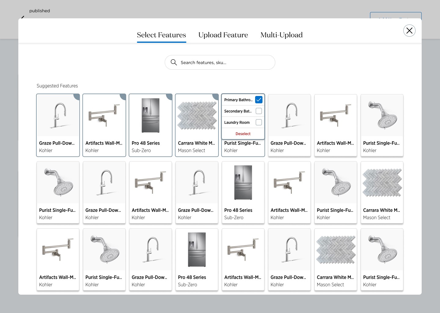 Selecting features then assigning locations to a collection