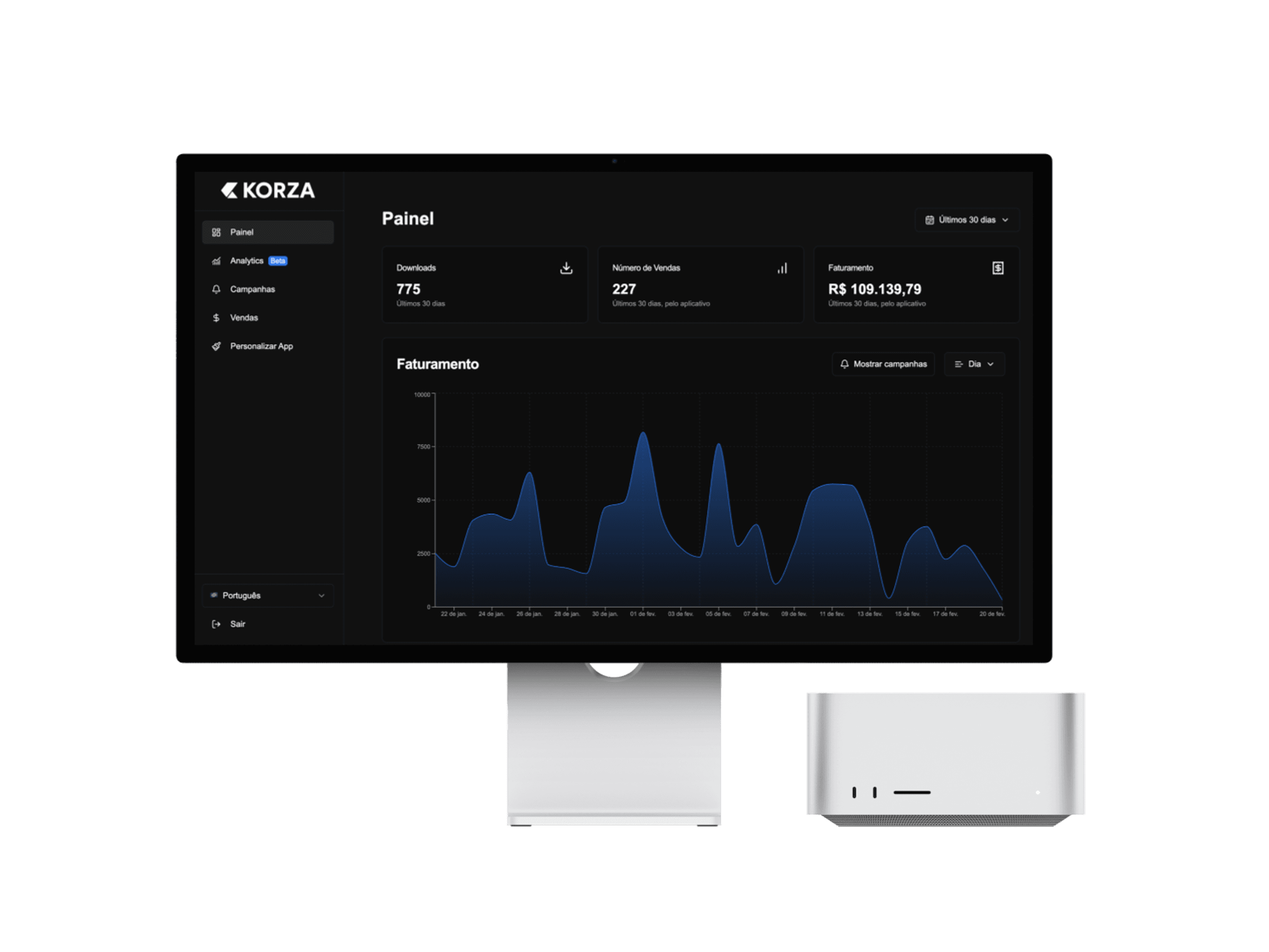 Screen mockup of a dashboard interface