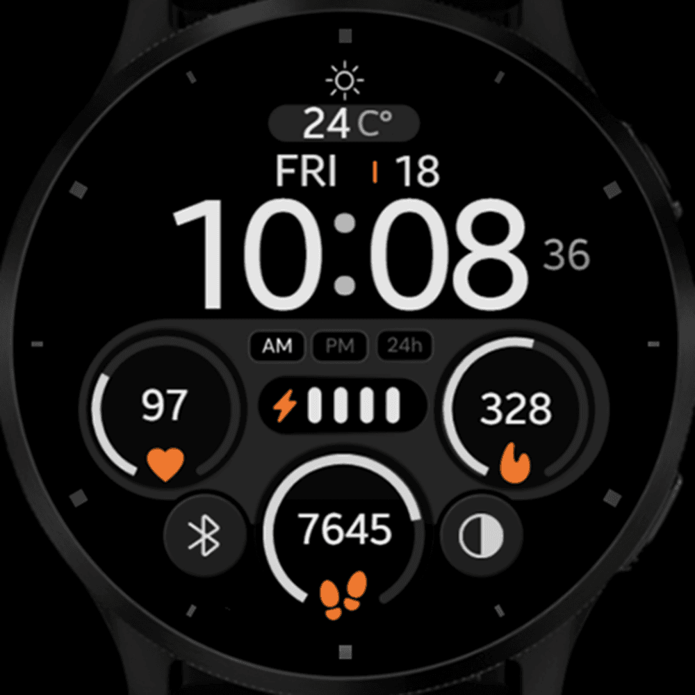 Garmin watch displaying a digital watch face
