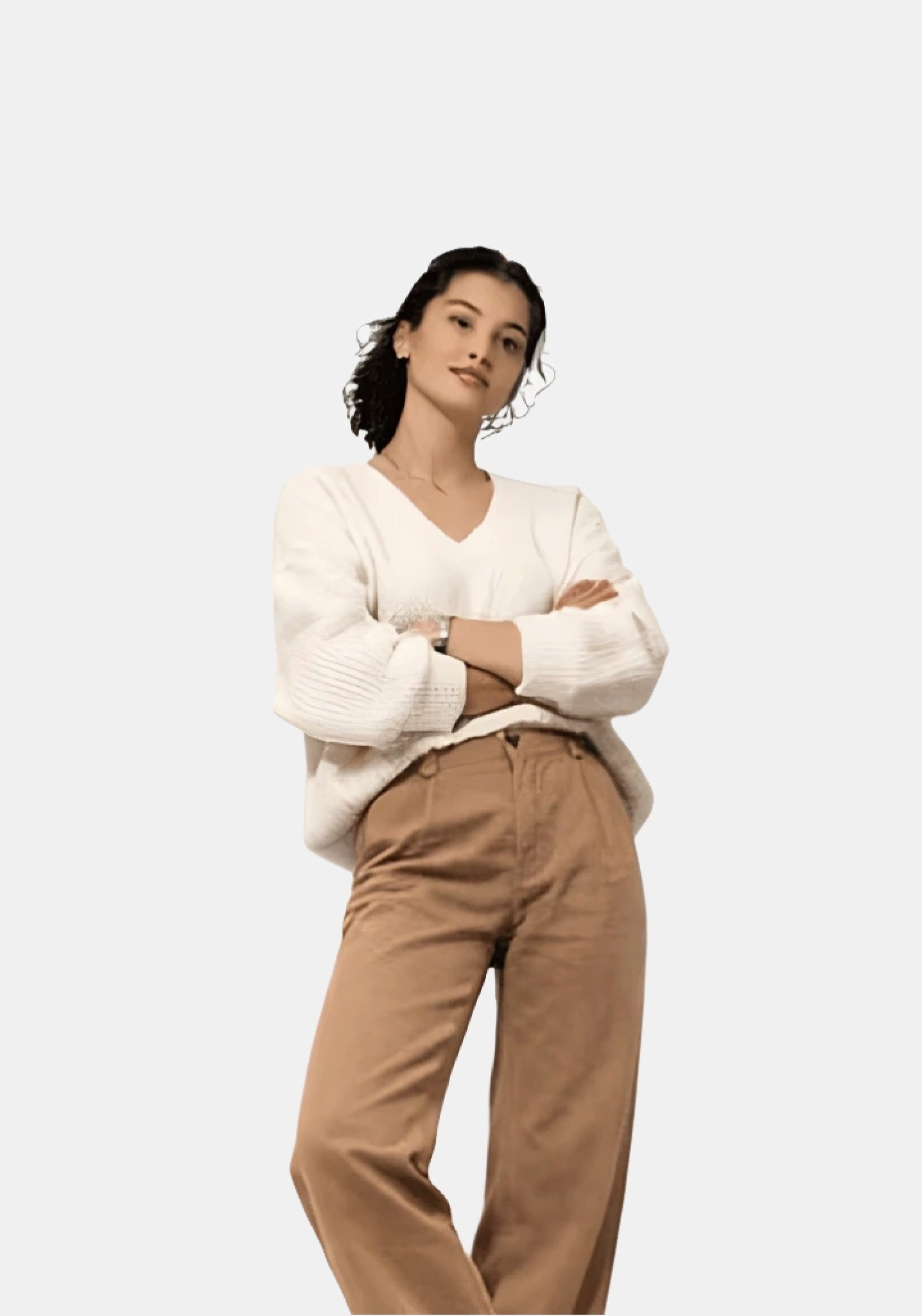 A woman person standing on white background
