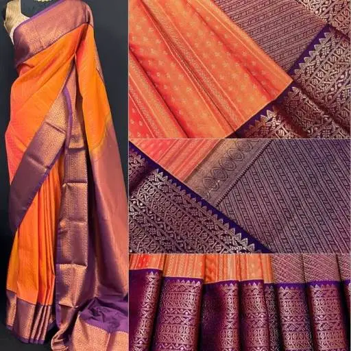 Grapefruit Orange Semi Kanchivaram Art Silk Saree