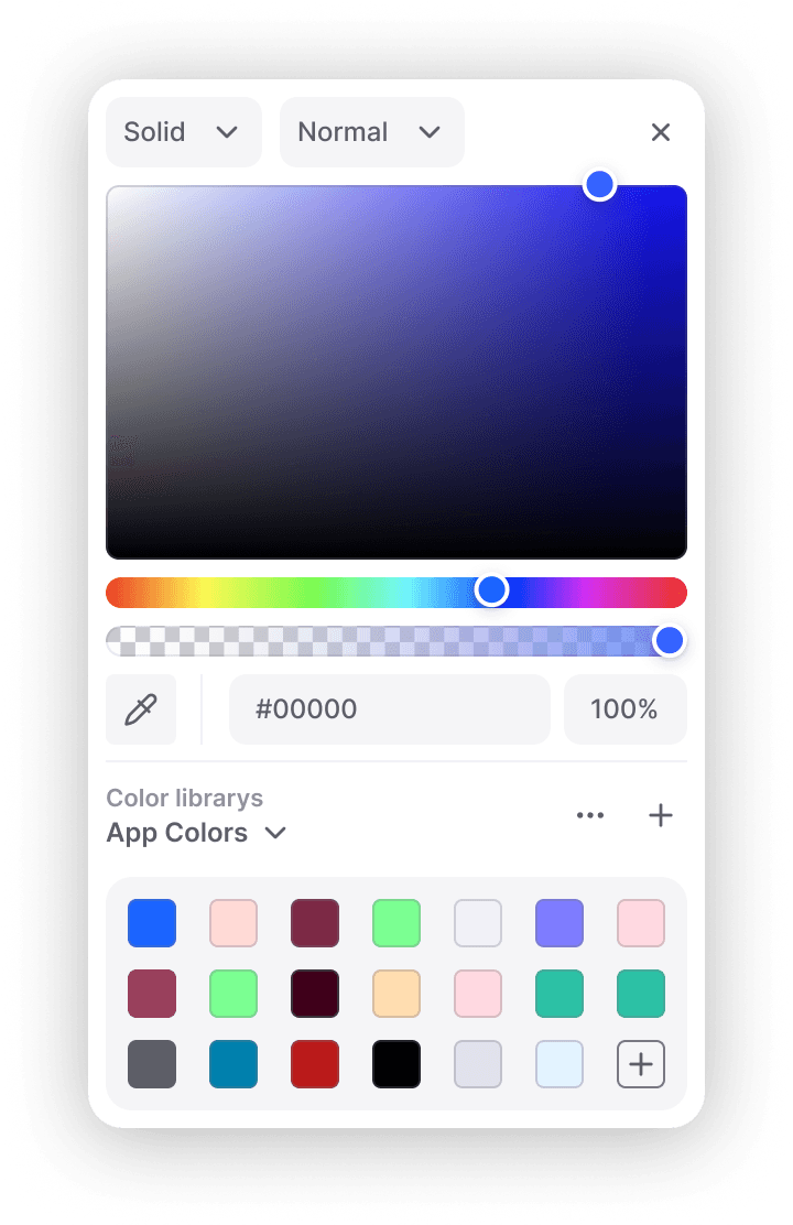 Color Picker : Allows selecting colors using different formats.