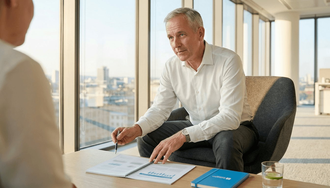 Executive reviewing financial documents