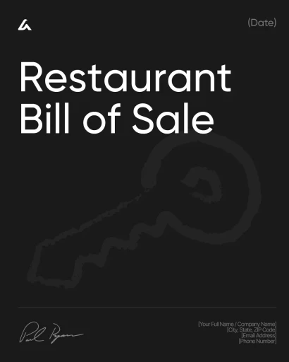 Restaurant Bill of Sale