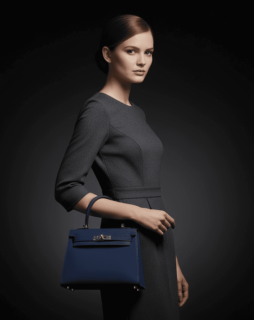 model carrying the purse