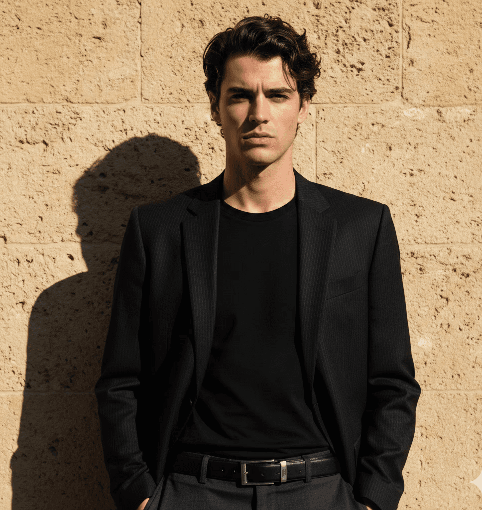 A person in black suit