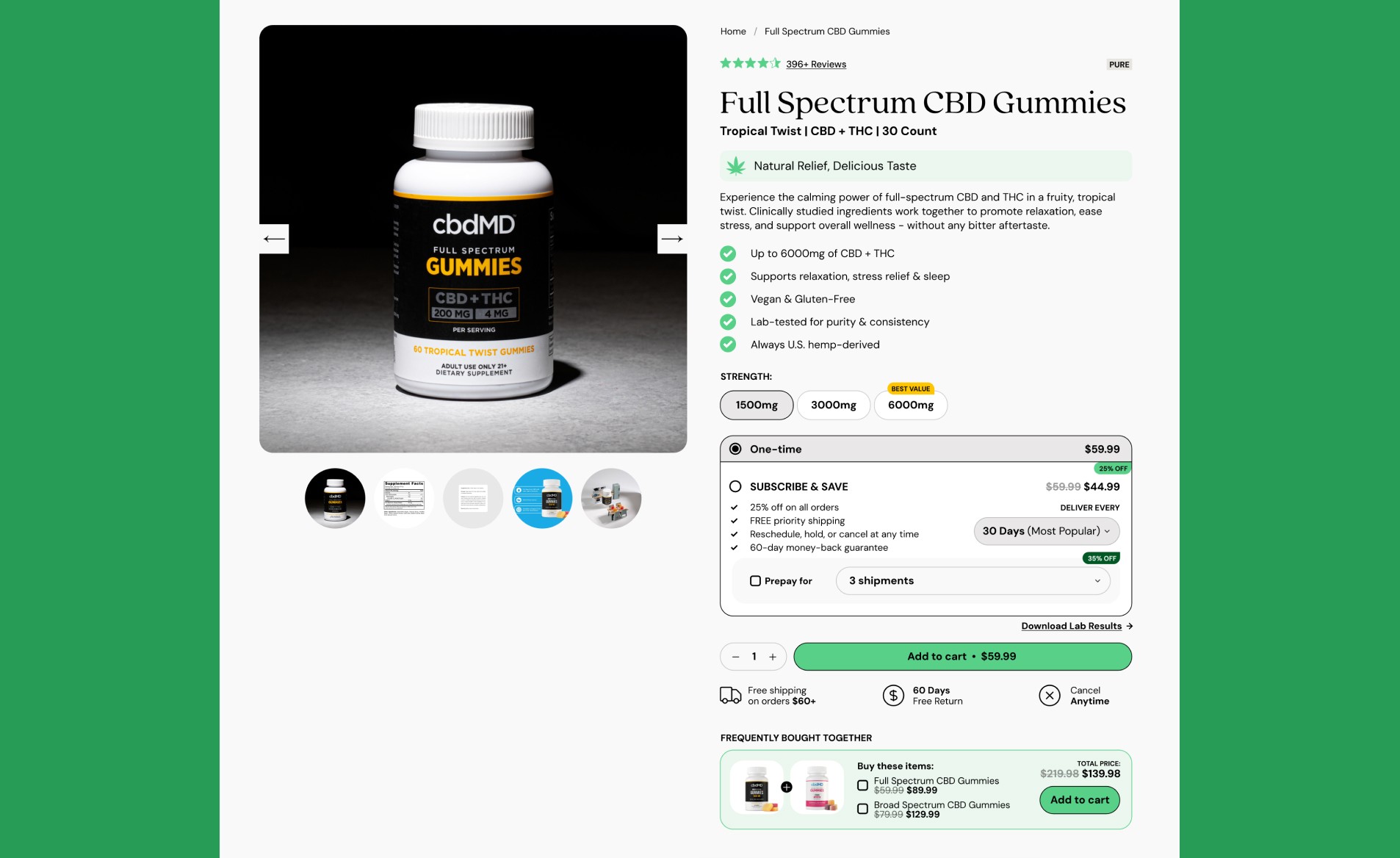 cbd product page hero section       │ │         showing dosage badge and reviews