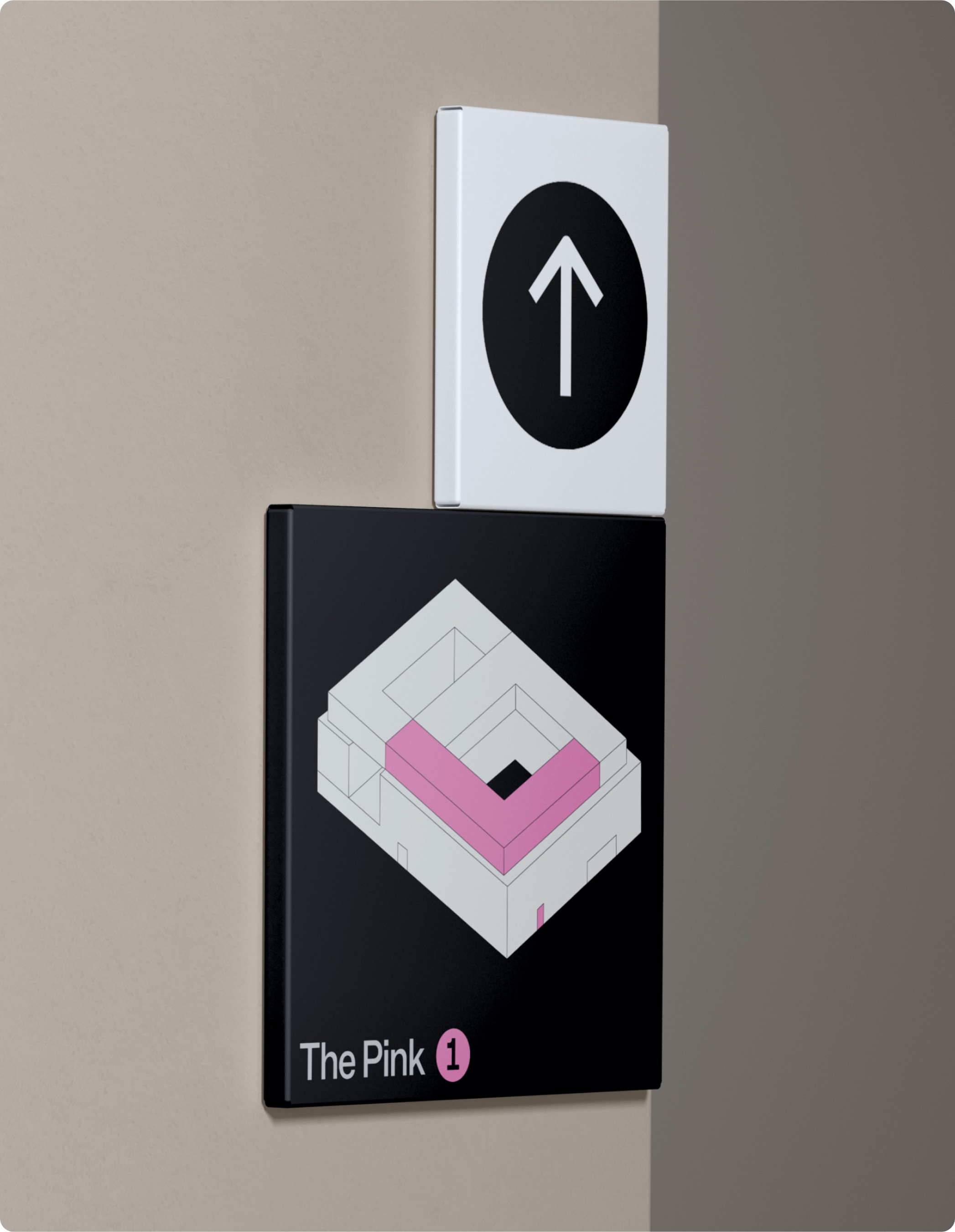 signposts inside mockup THE1 by analogue agancy