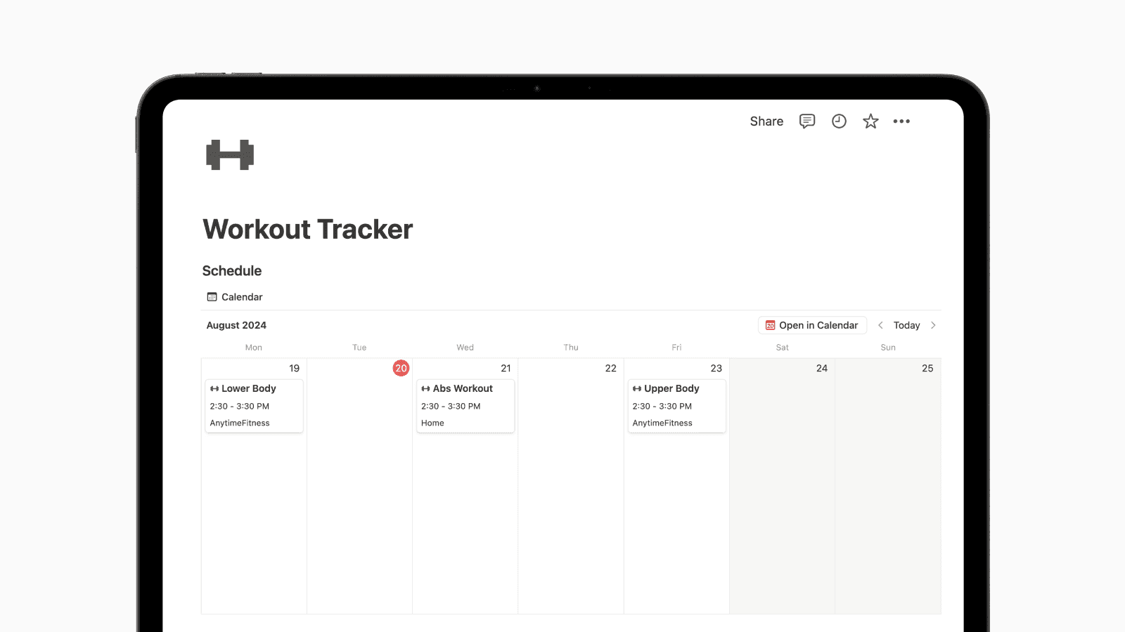 Workout Tracker Notion Template