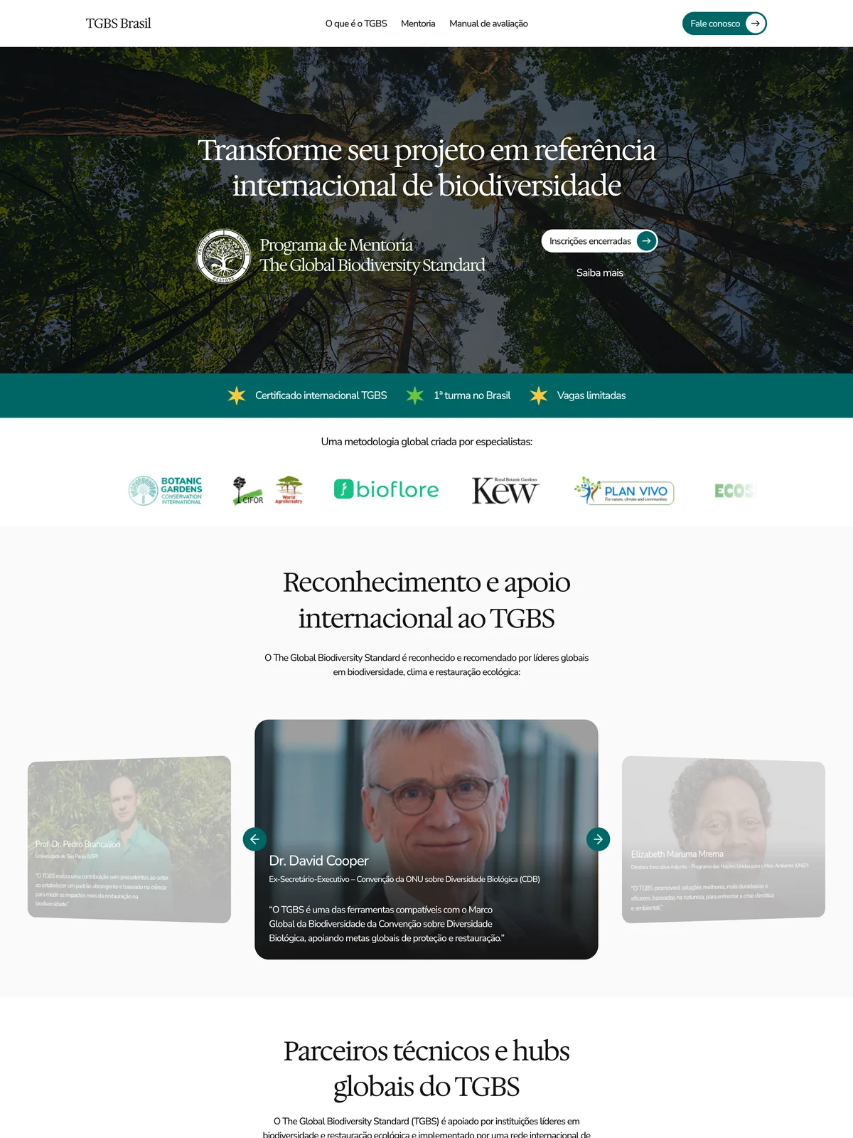 Página do programa de mentoria do site do TGBS Brasil no computador