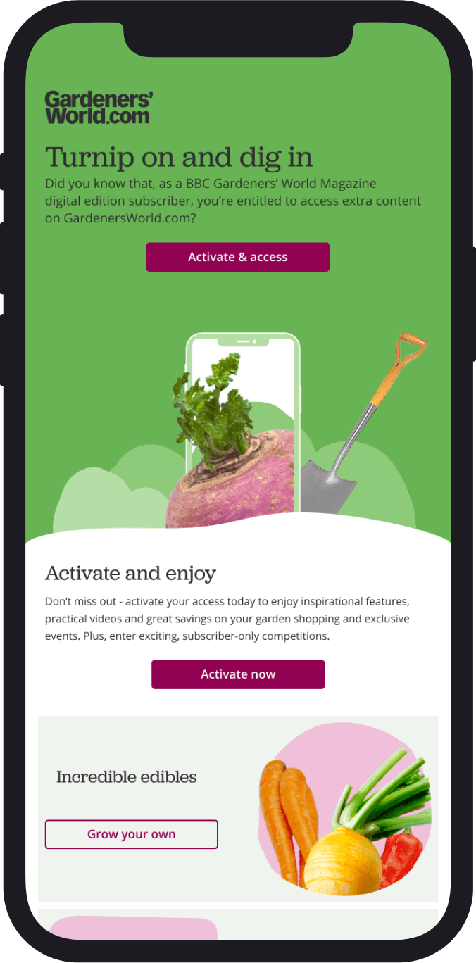 Gardeners' World - onboarding email - activation