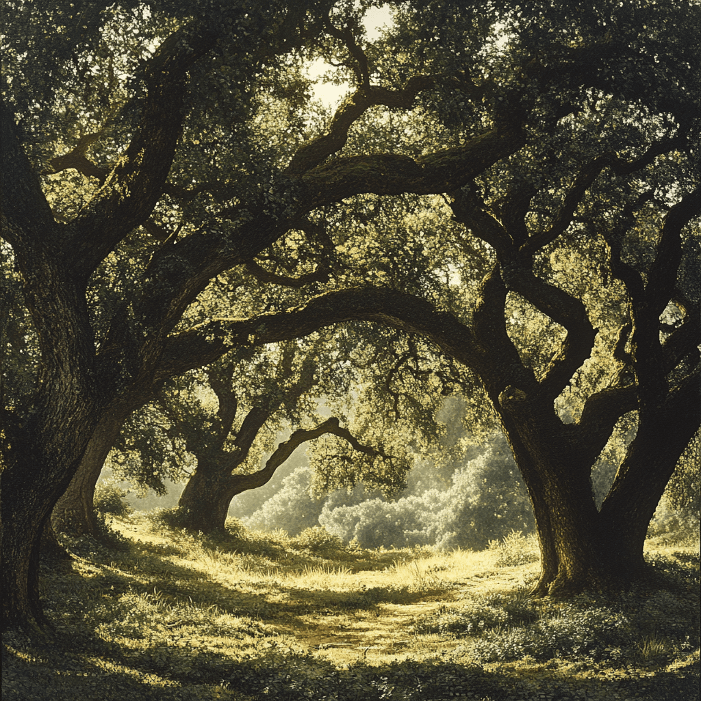 A grove of oak trees.