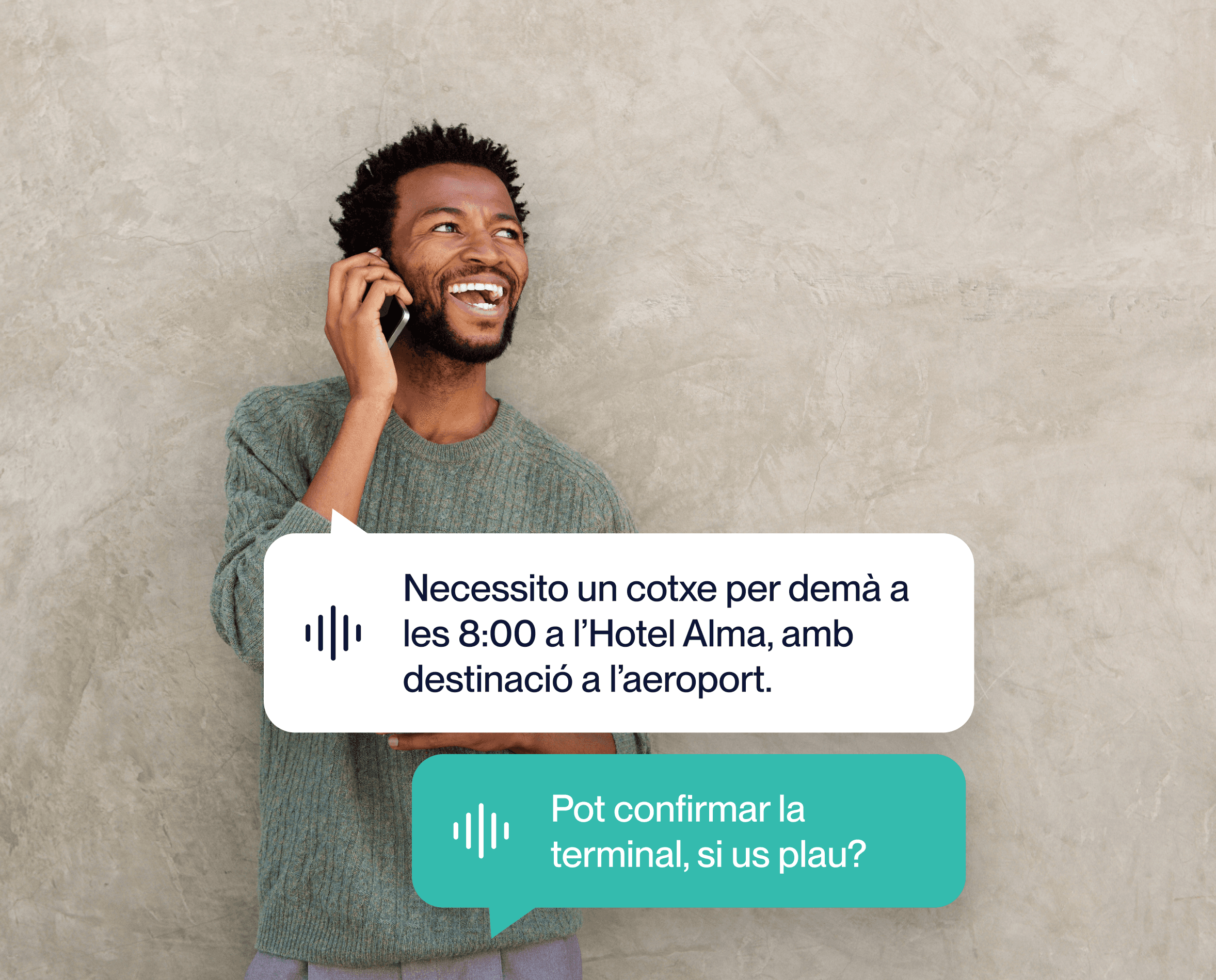 Man talking on phone booking a taxi