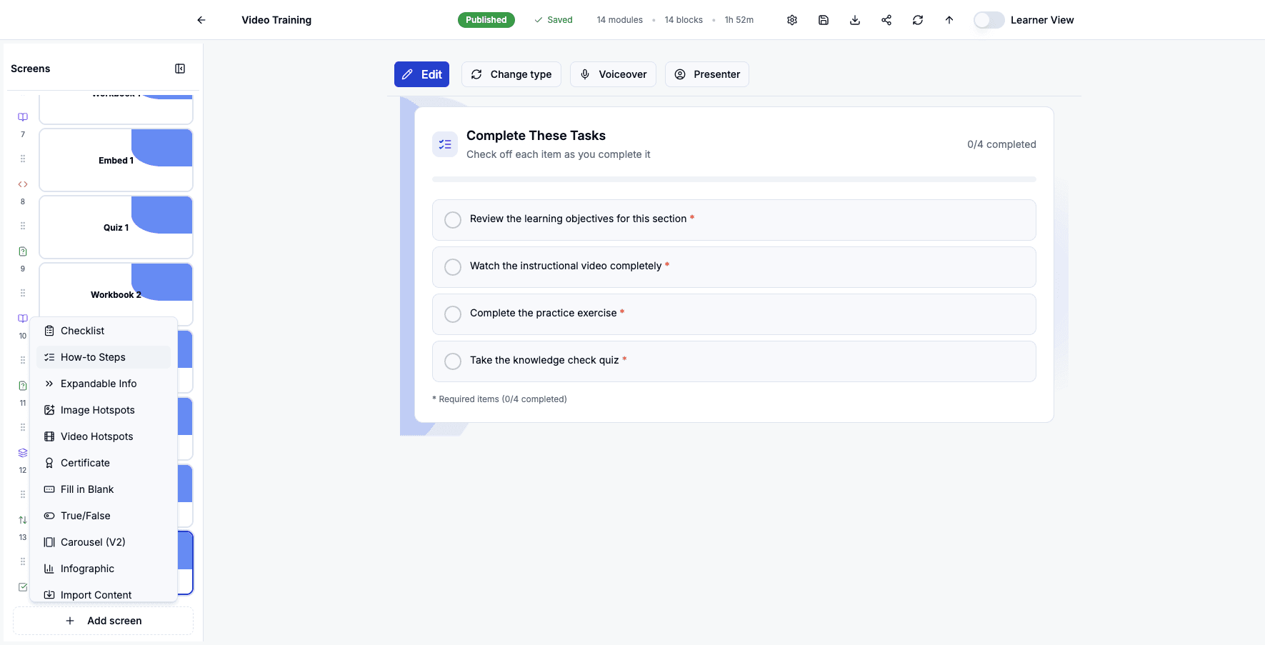 Select How-to Steps to create expandable step-by-step instructions with detailed guidance.