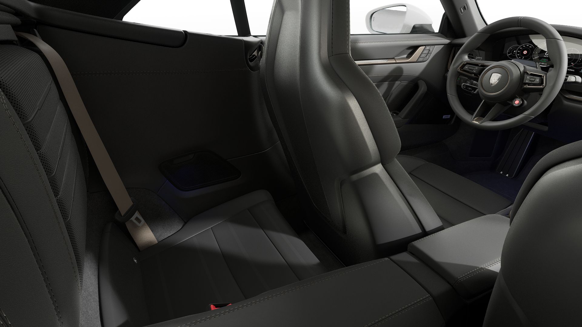 Sièges arrière et matériaux intérieurs d’une Porsche 911 Turbo S