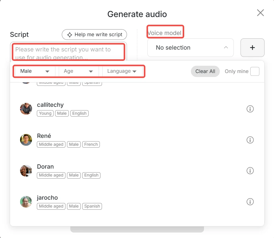 create ai voice model with apob