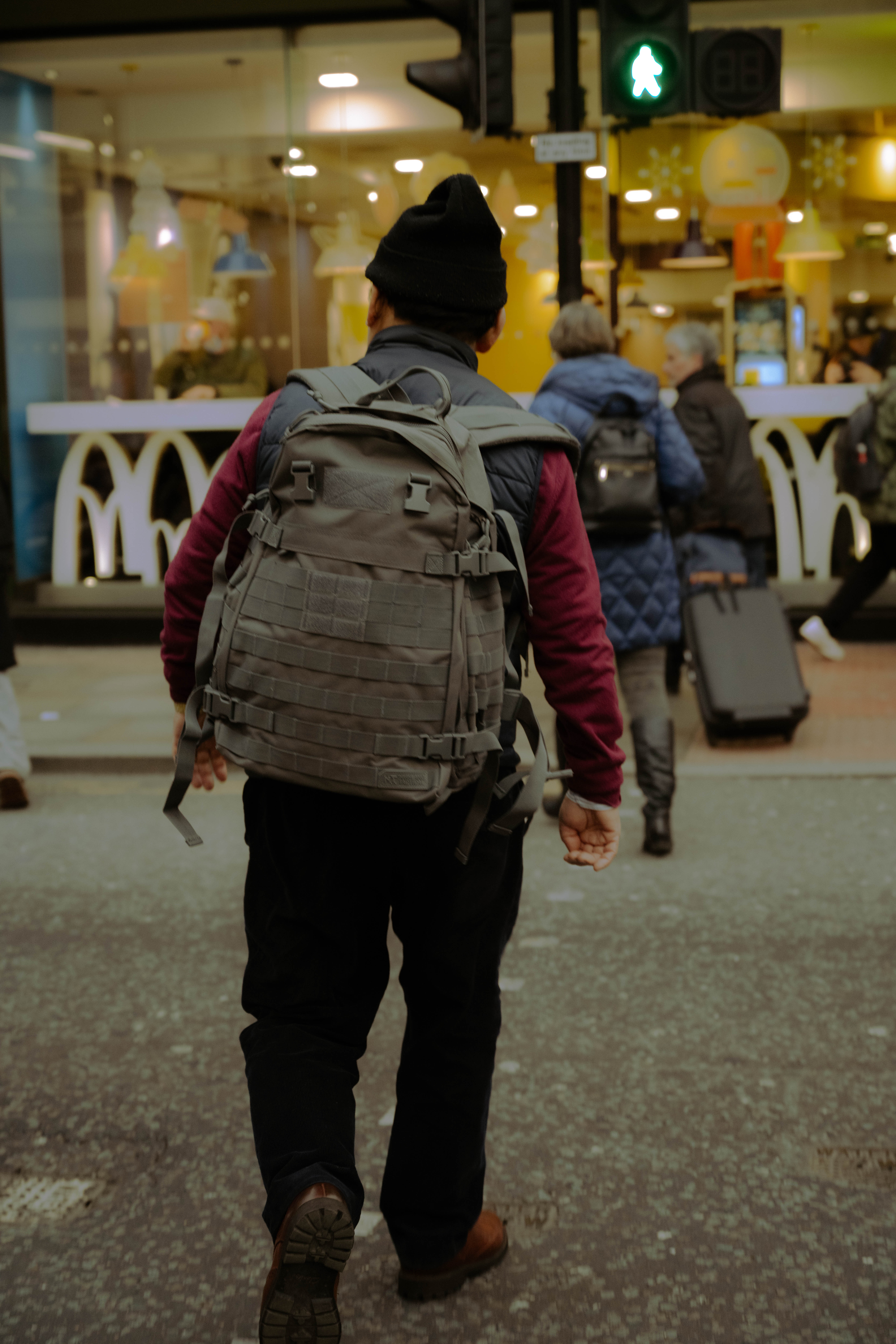 cinematic man with bag