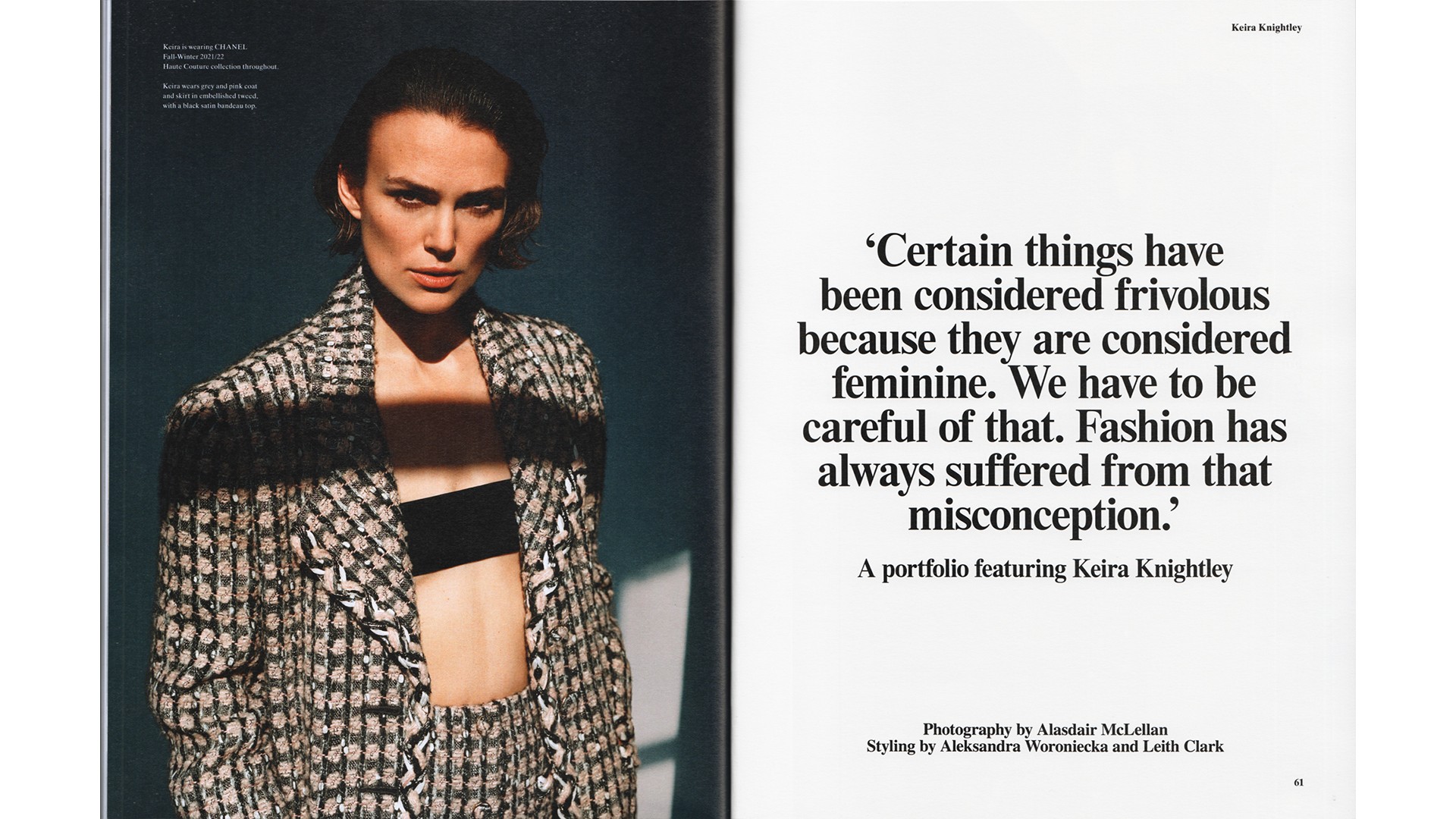 System Magazine Supplement Chanel Photographed by Alasdair McLellan Feautirng Keira Knightley and Charlotte Casiraghi