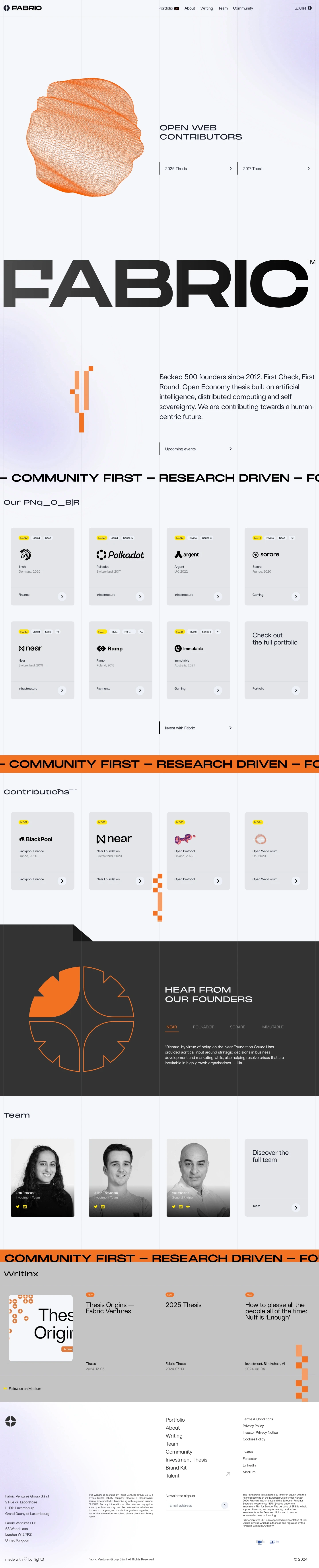FABRIC™ landing page screenshot showcasing Finance design