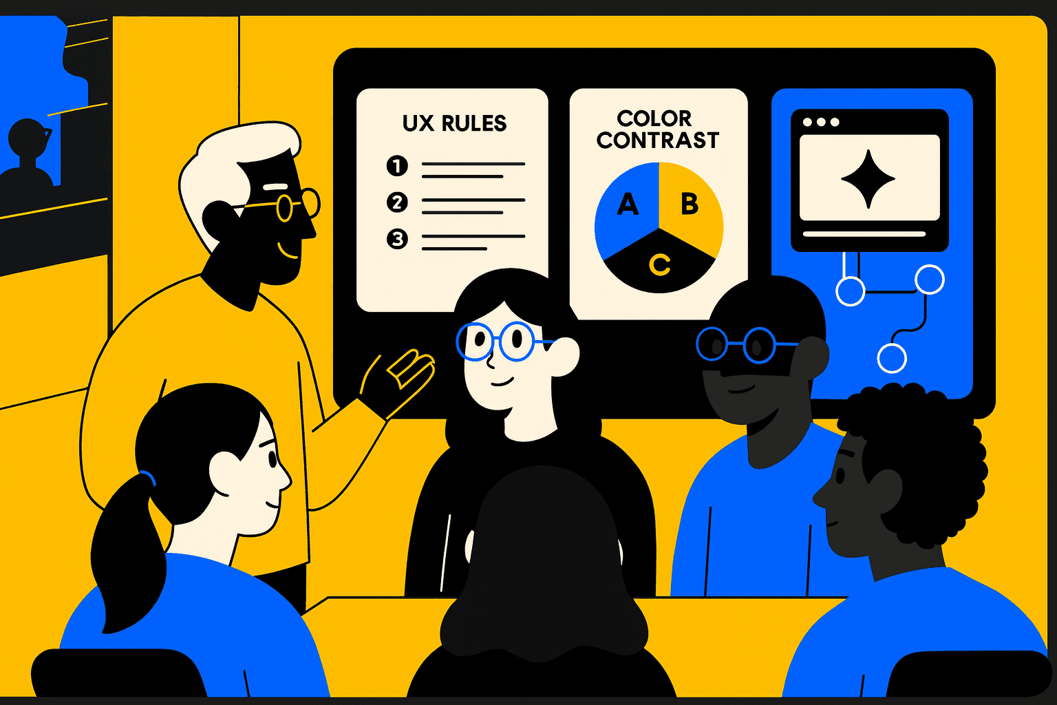 UX team reviewing inclusive design principles for an accessibility sprint