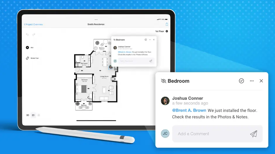 magic plan enabling team collaboration with comments and updates directly on shared digital floor plans