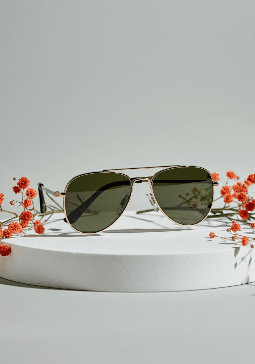 Aviator sunglasess with green lens