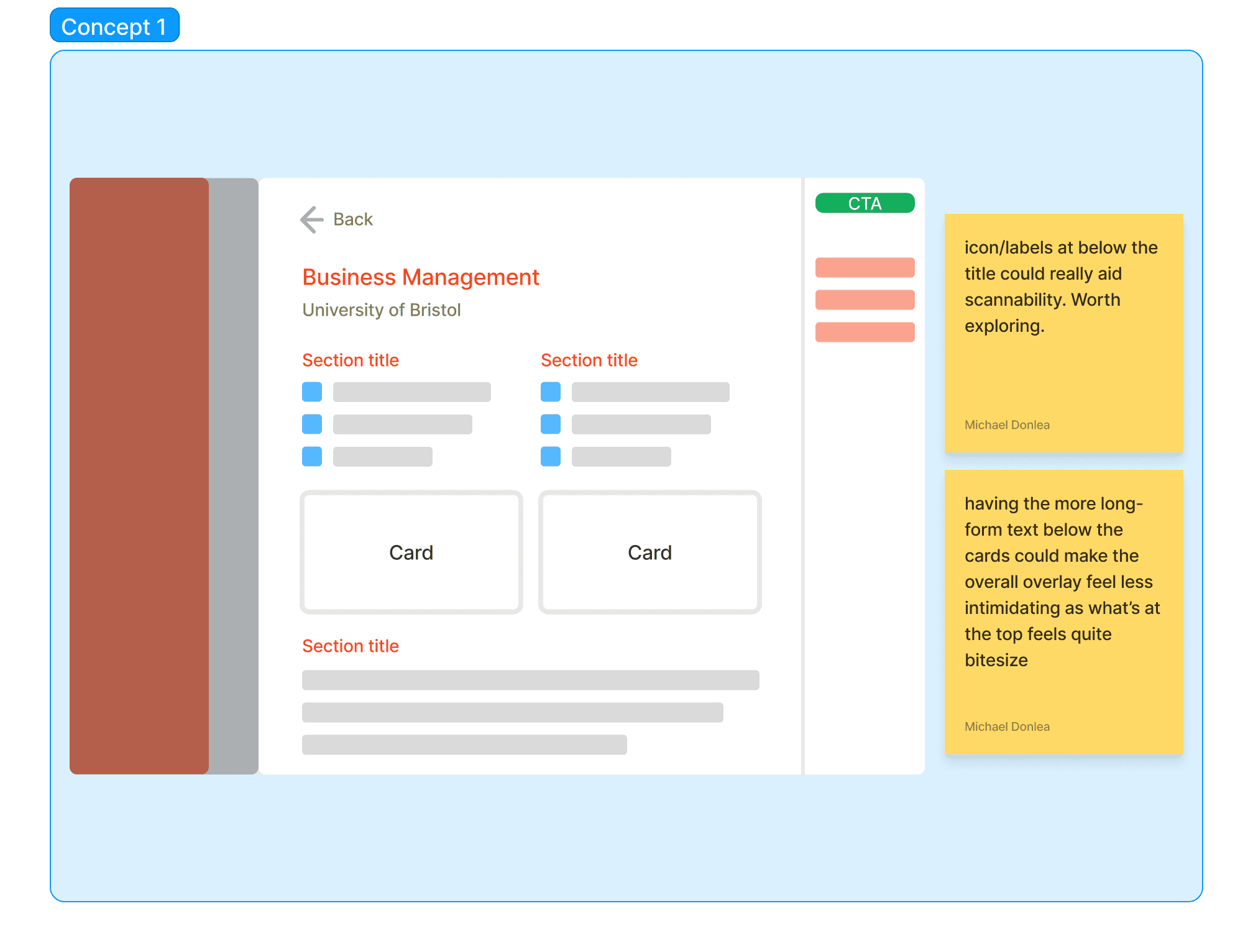 Wireframing ideas for desktop