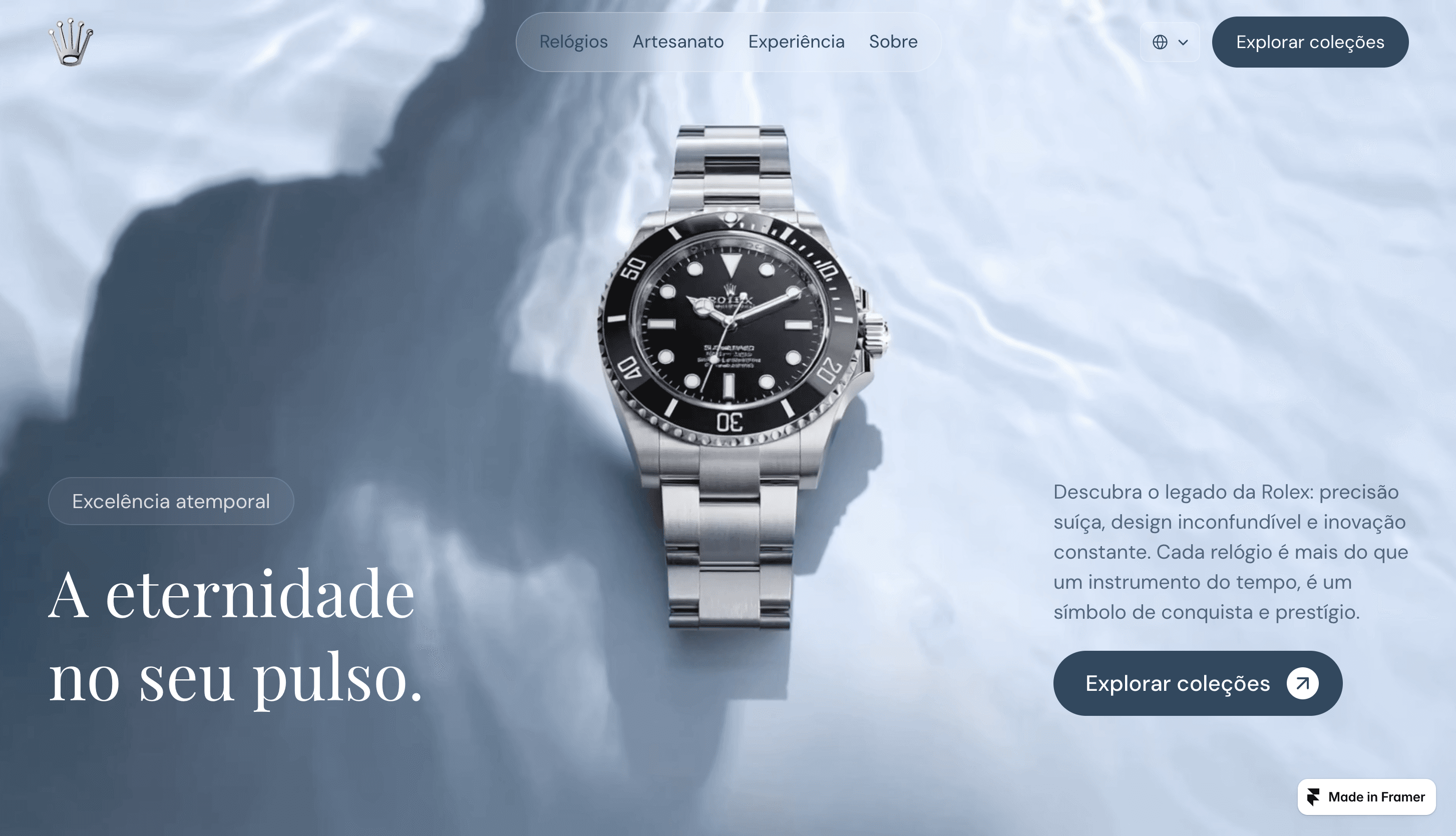 Print da Hero Section do Redesign da Rolex