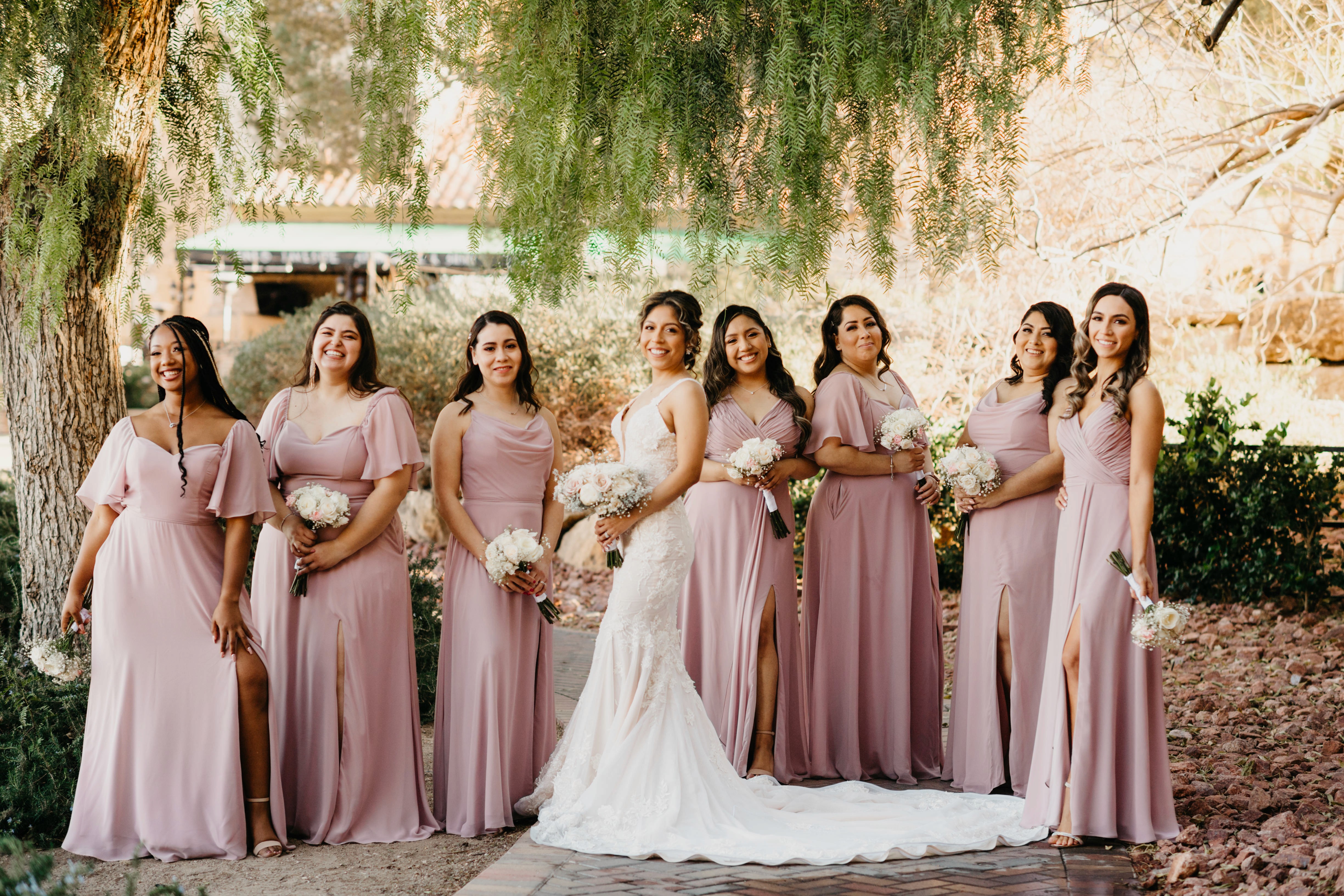 Wedding party portraits at Hilton Lake Las Vegas Resort