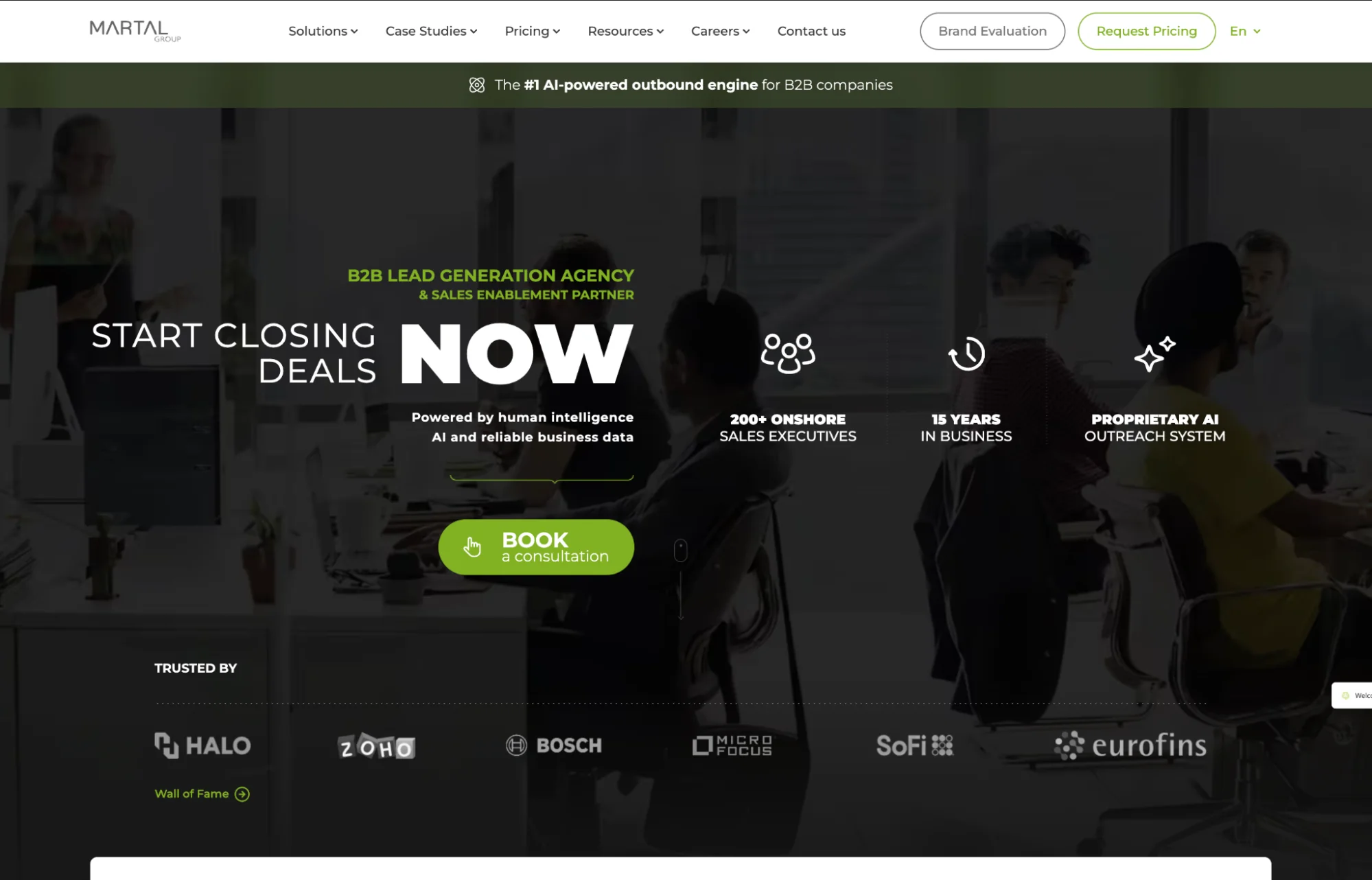 Martal Group homepage: B2B lead generation and sales outsourcing