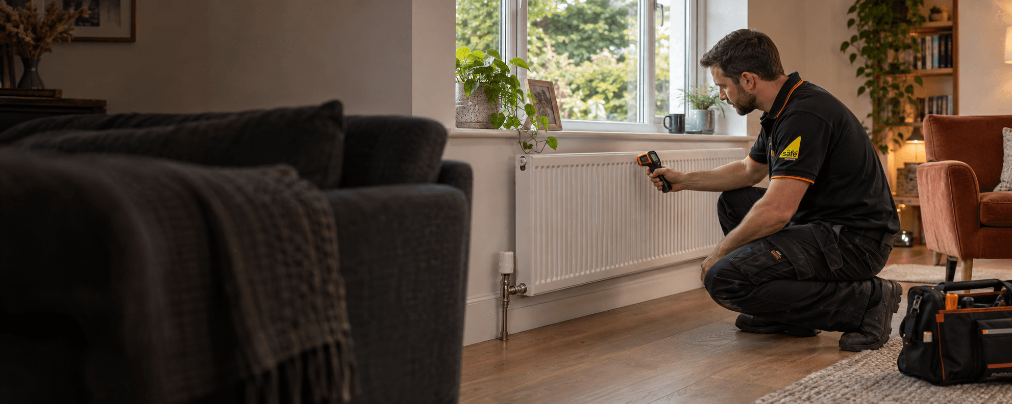 Heating engineer working on a boiler in Bourne End
