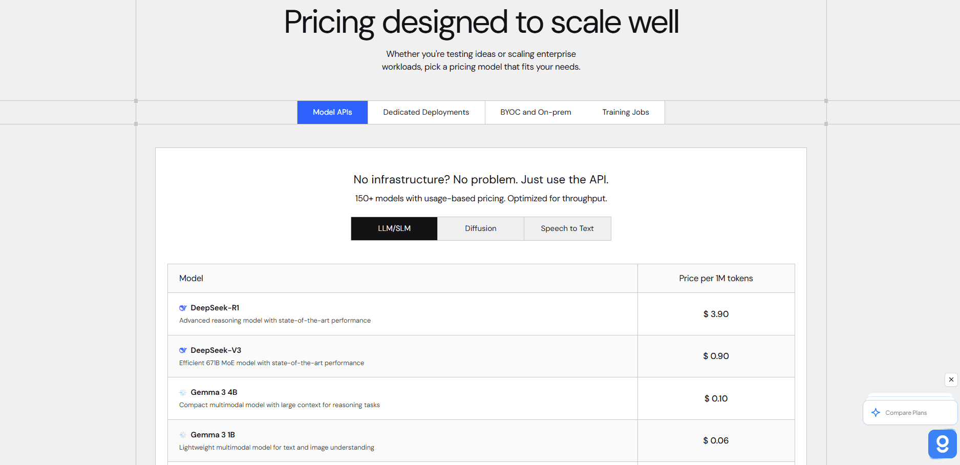 Simplismart pricing page