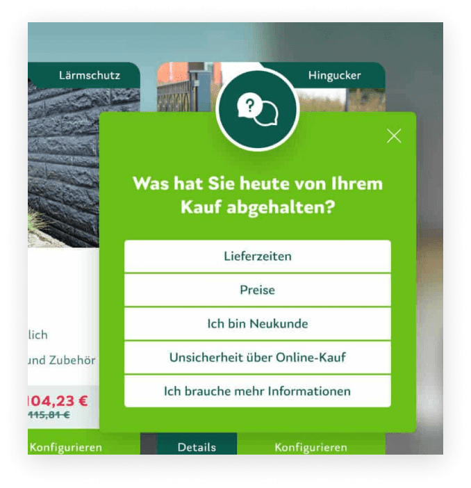 Screen of the Sovendus Optimize problem solver widget