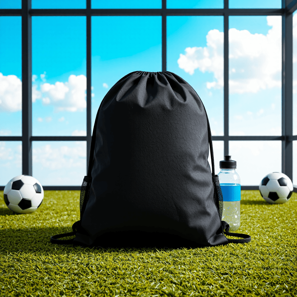 product photography of a drawstring backpack for casual use