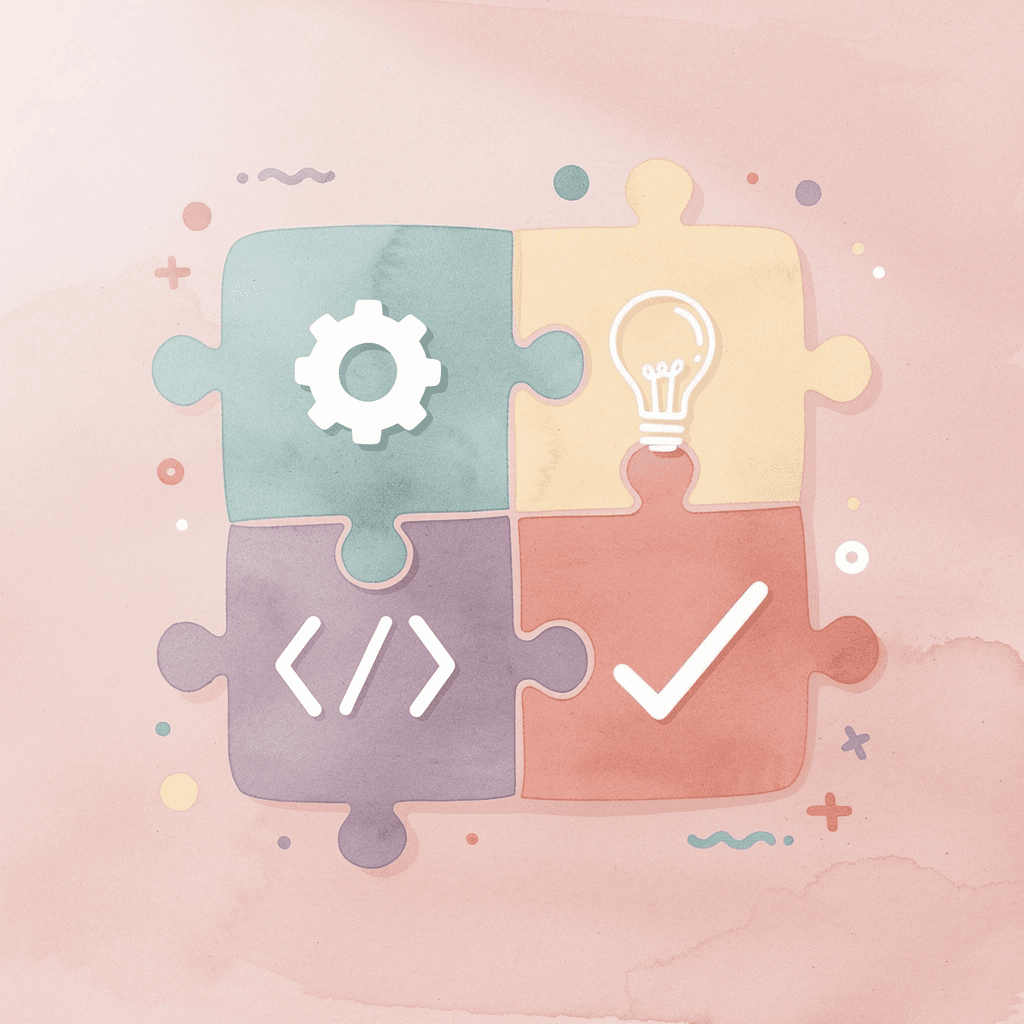 Puzzle pieces fitting together representing integrated application components