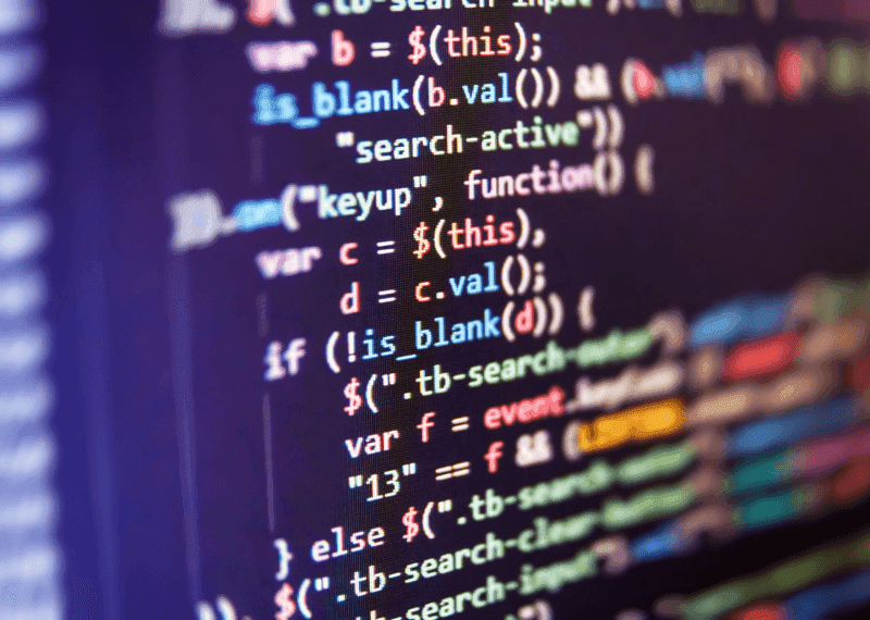 IT coding on monitor screen