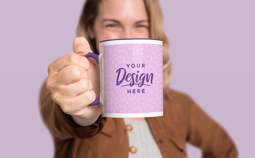 mockup of a woman with a mug