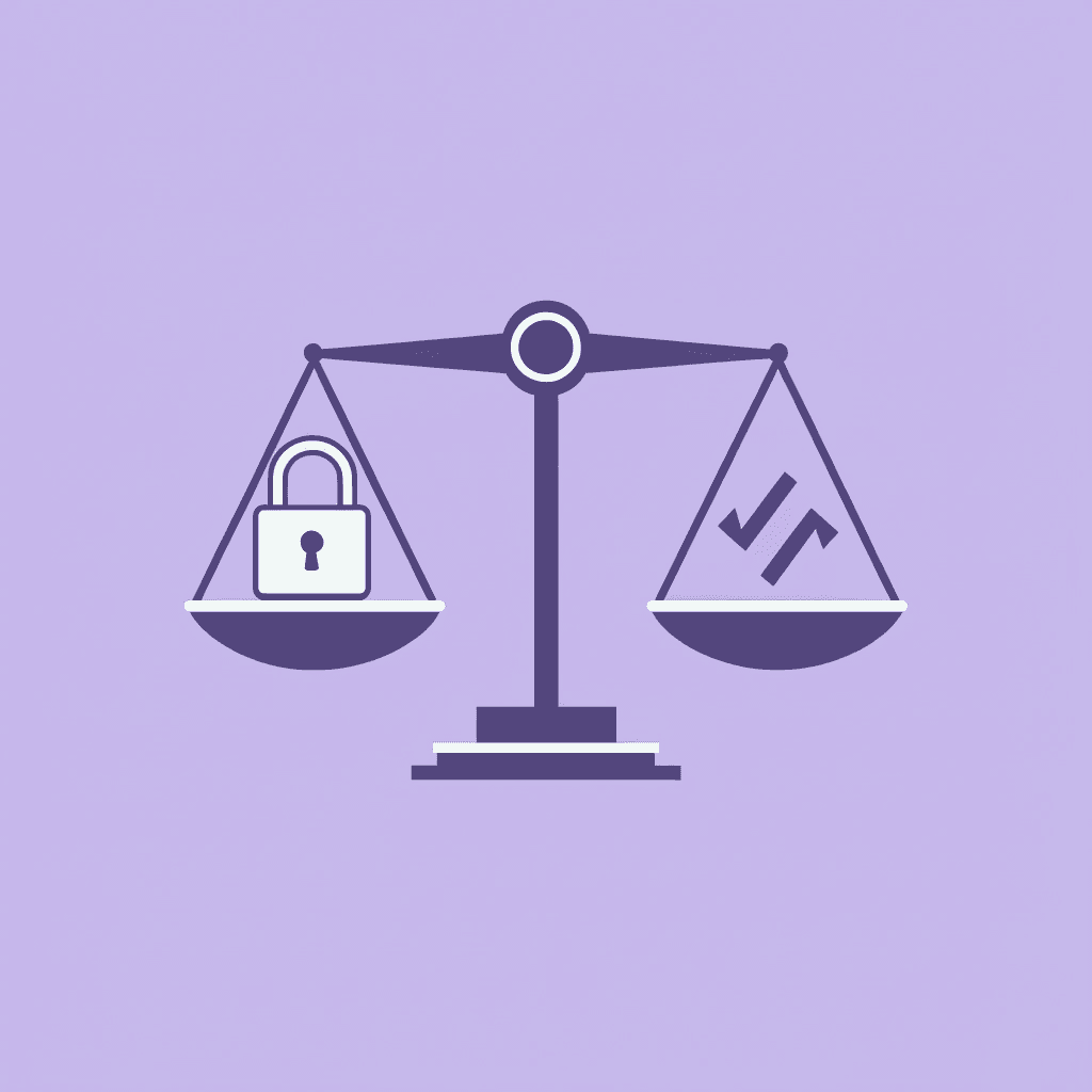 Balance scale showing trade-off between feature richness and operational flexibility