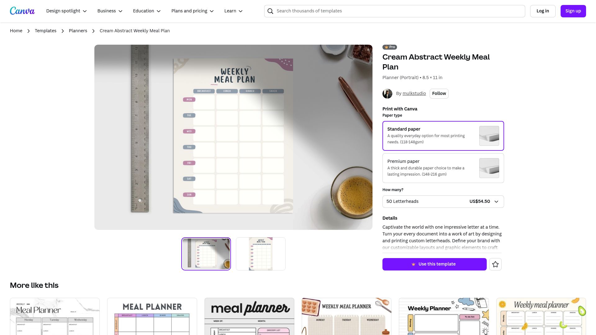 7 Best Meal Planner Template Picks for 2025 - Cream Abstract Weekly Meal Plan by mulkstudio