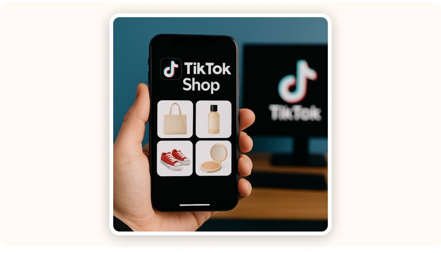 TikTok shop illustration on smartphone