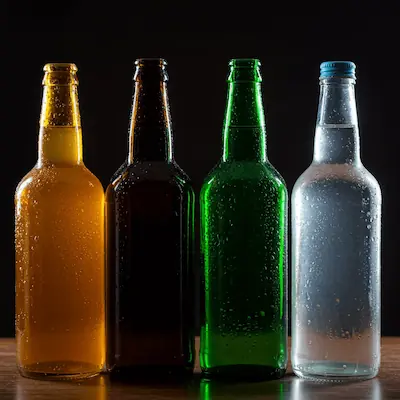 Botellines de cristal de diferentes colores