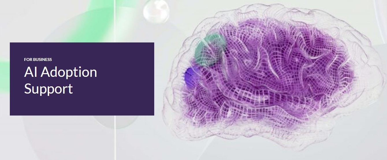AI Adoption Support graphic showing a stylised brain